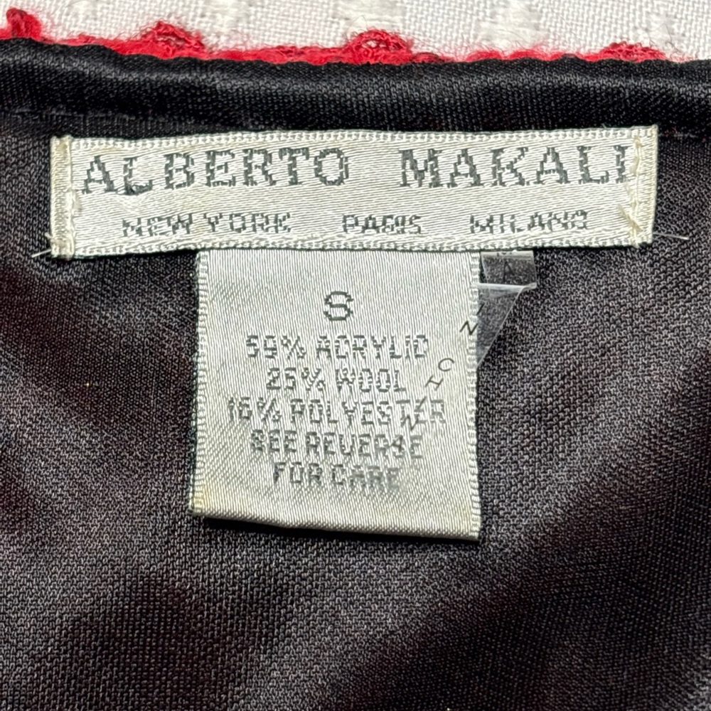 VTG Alberto Makali Wool Blend Red Sweater With Black Beads - Size Small - Picture 4 of 9